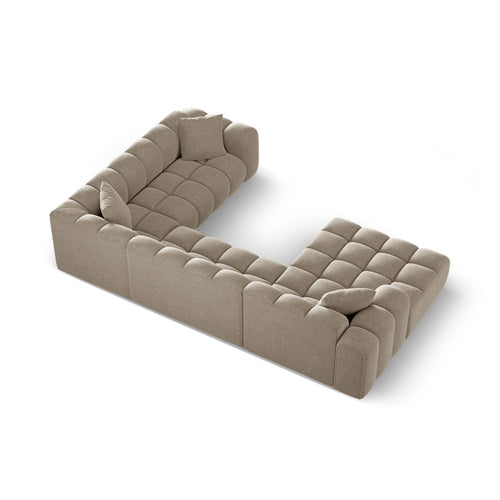 Cosmopolitan Design - Panoramische hoekbank rechts Treno 4-zits, chenille donkerbeige - 240x330x70cm