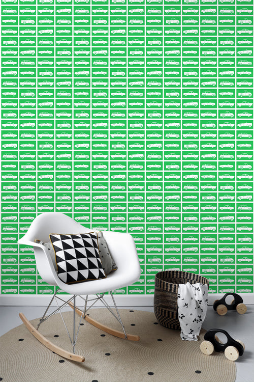 ESTAhome behang auto's groen - 53 cm x 10.05 m - 115828