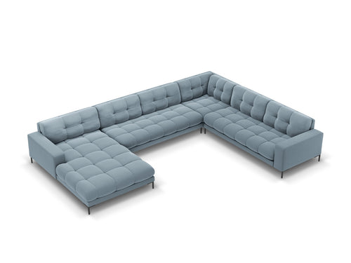 Cosmopolitan Design Panoramische hoekbank rechts Bali 7-zits, flueel, lichtblauw - 256x327x75cm