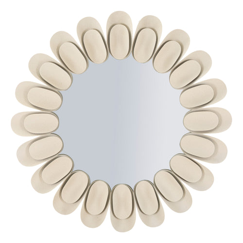 Rond wandspiegel in crème metaal 85x6 cm
