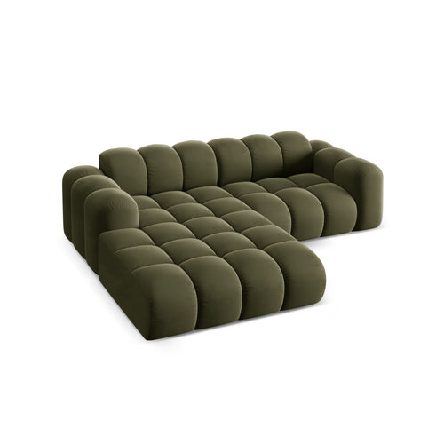 Cosmopolitan Design - Linker hoekbank Treno 3-zits, flueel groente - 184x240x70cm
