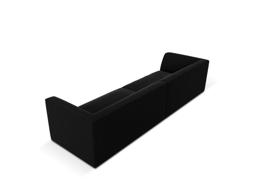 Micadoni - Bank "Ruby" 4 zitplaatsen, flueel, zwart - 93x302x69cm