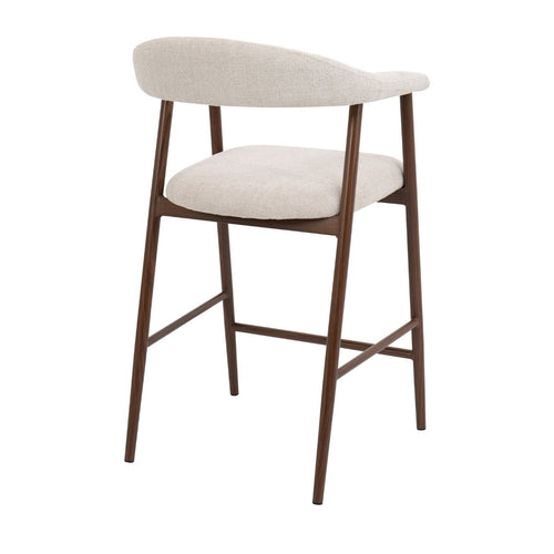 Giga Meubel Barkruk Mila - Beige Stof/Walnoot - Zithoogte 75cm - Set van 2