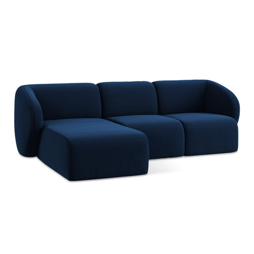 LaMiaSofa hoekbank links Cervo - velours - koningsblauw - 248x166x83