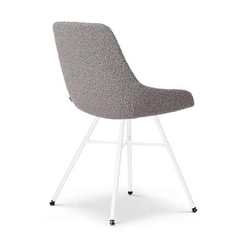 Nolon Noa-Isa Eetkamerstoel Bouclé Taupe - Stof - Wit Onderstel