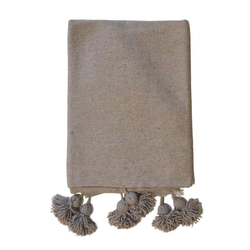 MÔMÉ Plaid Pom Pom - taupe - 95 x 175 cm - vtwonen shop