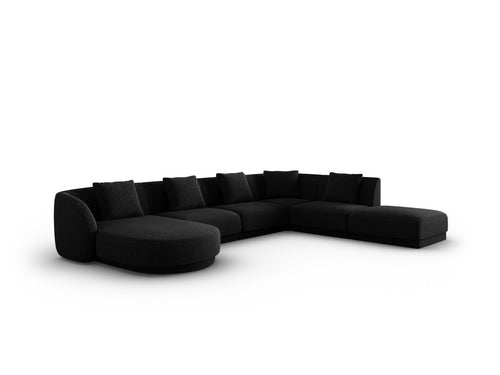 Cosmopolitan Design Panoramische hoekbank rechts Tulum 6-zits, chenille, zwart - 255x330x70cm