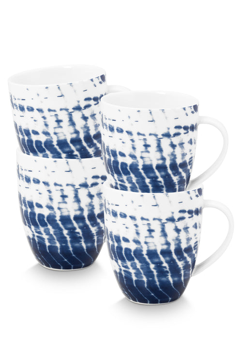 vtwonen - Tie-Dye Mok met oor - Serviesset van 4 - 275ml - vtwonen shop