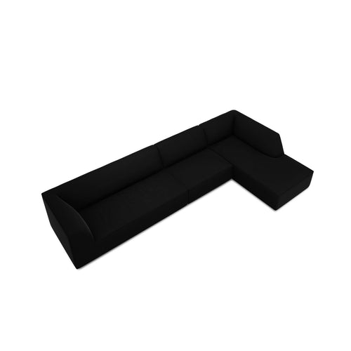 Cosmopolitan Design - Modulaire hoekbank rechts Siena 5-zits, flueel zwart - 180x366x69cm