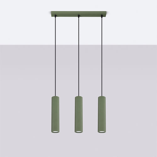 Sollux Lighting Hanglamp KARBON 3L olijfgroen - 45x6,5x98cm
