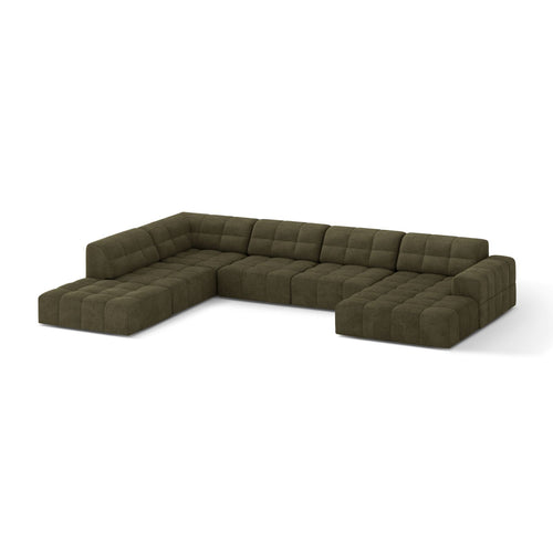 Cosmopolitan Design - Panoramische hoekbank links Chicago 7-zits, chenille groente - 263x375x78cm