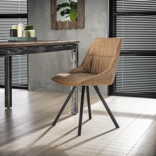 Giga Meubel Eetkamerstoel Vierpoot - Bruin PU Leer - Zithoogte 46cm - Set van 4 - vtwonen shop