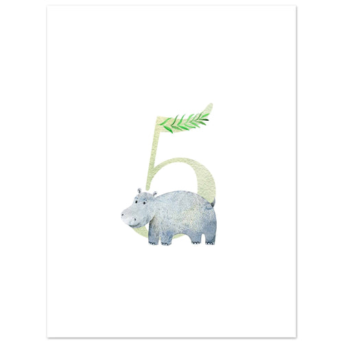 Artfulprints Poster Cijfer 5 kinderkamer   - 30x40 cm - Meerkleurig