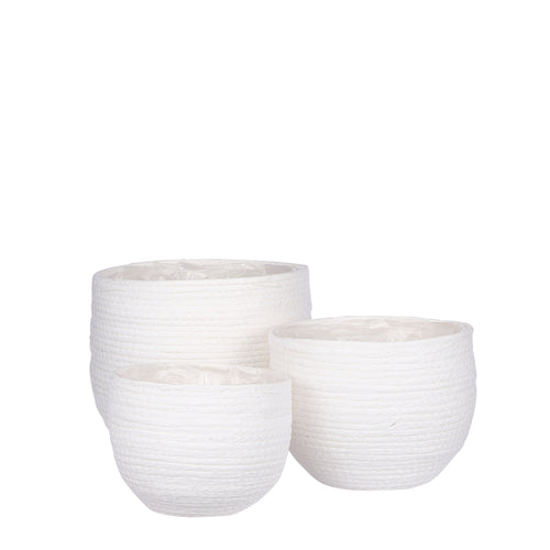 Mica Decorations Jorck Plantenmand - Set van 3 - H24 x Ø26 cm - Off White