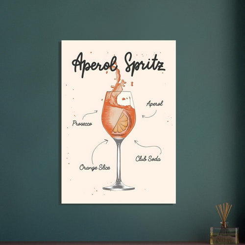Artfulprints  Aperol Spritz cocktail II – Illustratie   poster 70x100 cm
