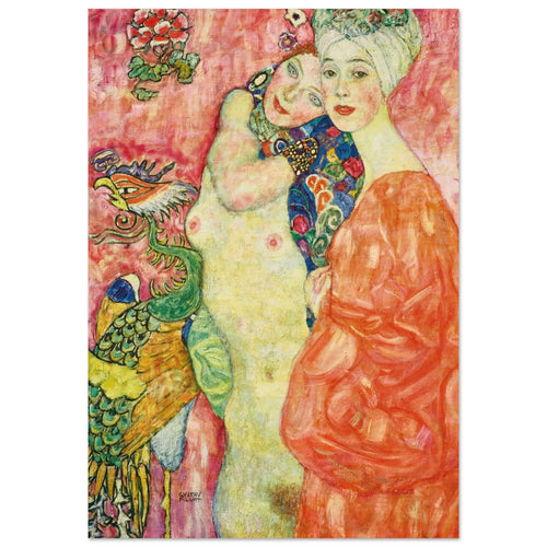 Artfulprints Poster met Lijst Gustav Klimt - The women friends   - 70x100 cm - Roze