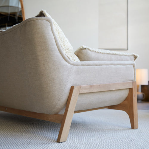 Tikamoon 2-zitsbank van massief eikenhout en linnen - Beige - vtwonen shop