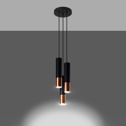 Sollux Lighting Hanglamp LOOPEZ 3P zwart/koper - 20x20x90cm
