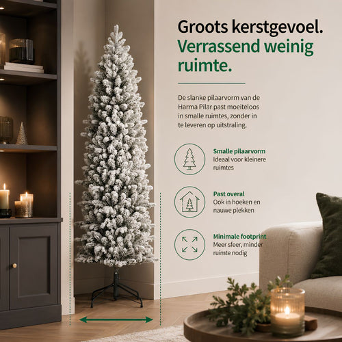 Black Box Trees Harma Slim Kerstboom met Sneeuw en Scharnierconstructie voor Snelle Montage - Kunstboom voor Kleine Ruimtes - Kerstversiering voor