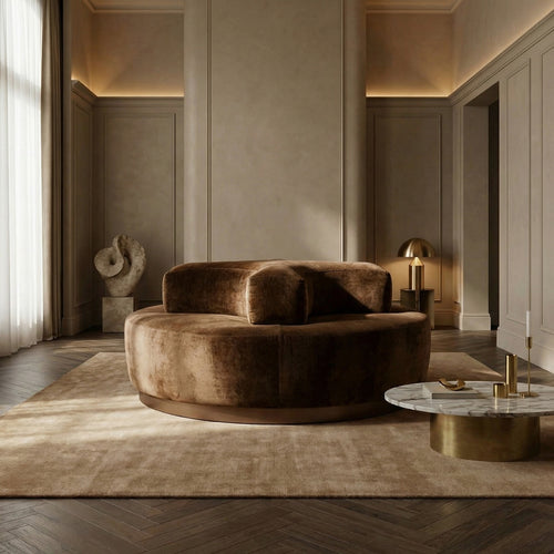 DÉJA Living Ronde Bank Cairo - Bruin Stof - 4-zits - 160x160x73cm