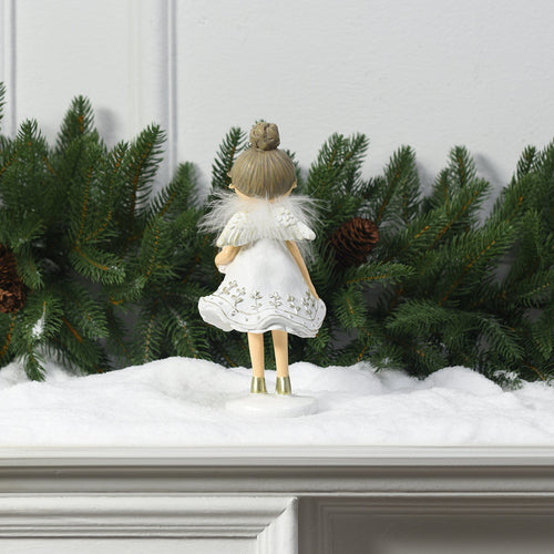 Sia Deco - Fillette kerstfiguurtje met engel ster - Wit / 20 cm - Wit - Hars - H20 - vtwonen shop