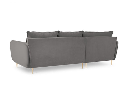 Cosmopolitan Design linker hoekbank Vienna 5-zits, flueel, lichtgrijs - 170x255x95cm