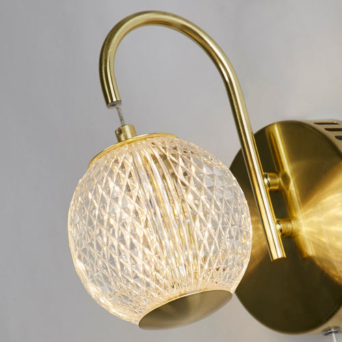 Searchlight Allure Wandlamp Satijn Messing Metaal & Helder Acryl