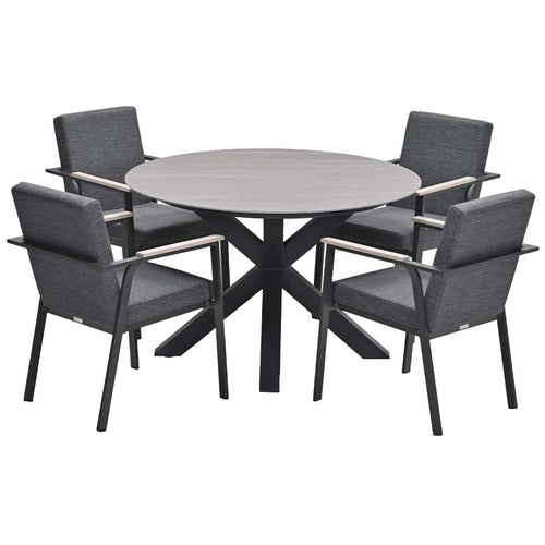 Garden Impressions tuinset Angela - Duuk - donker grijs - Ø120 cm - 5-delig