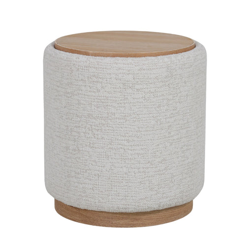 DÉJA Living Bijzettafel Marcia - Rond Beige/Naturel - Incl. Opbergruimte - Ø40cm