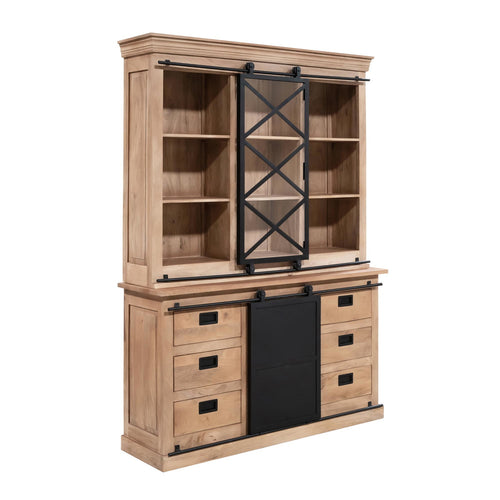 Starfurn Vitrinekast Fresno - Naturel Hout - 160x45x220cm