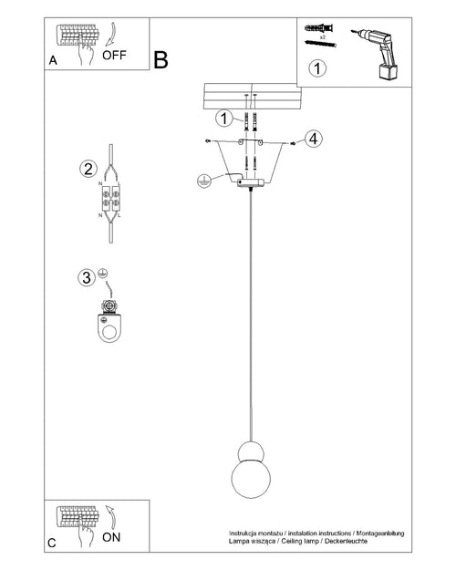 Sollux Lighting Hanglamp PEKKA 1 wit/natuurlijk hout - 11x11x124cm