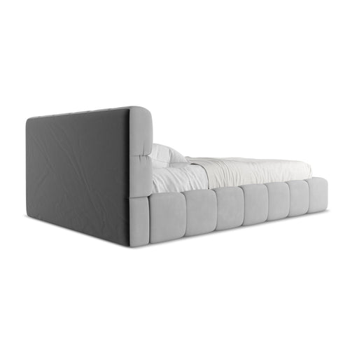 LaMiaSofa Bed met opbergruimte Roma - chenille stof - lichtgrijs - 160x228x82