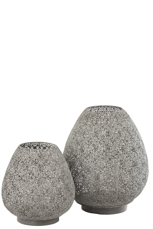 J-Line windlicht Oosters Eivorm - metaal - grijs - large - vtwonen shop