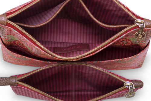 Pip Studio - Caryn Make-up Tasje Dames - Jabali - Rood - Set van 2