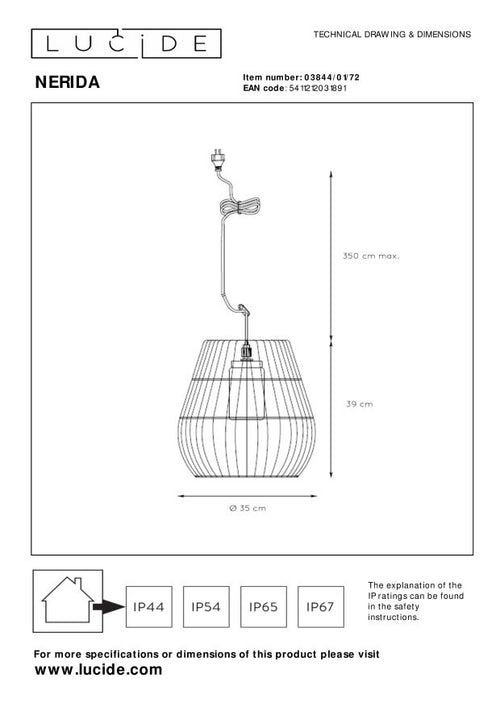 Lucide hanglamp NERIDA - 1xE27 - Naturel - vtwonen shop