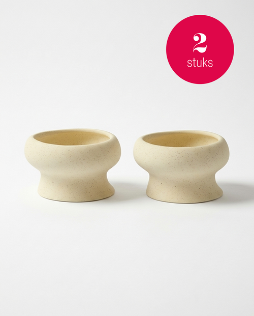 vtwonen - Waxinelichthouders Organic - Keramiek - Naturel - 9 x 5.5 cm - Set van 2