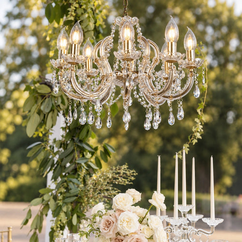 Searchlight hanglamp Utah - 8 lichts - 60  x 150   cm - goud transparant