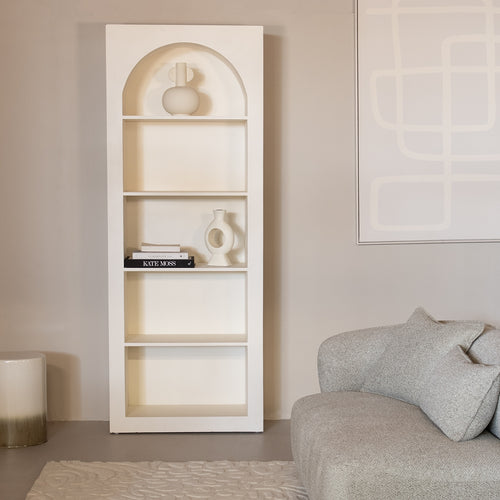 Giga Meubel Vakkenkast Fiene - MDF/Beton Ciré - Beige - 80x38x210cm - vtwonen shop