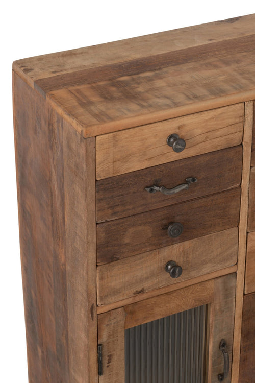 J-Line kast Retro - gerecycleerd hout/glas - naturel
