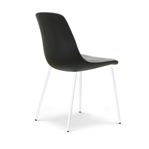 Nolon Nora-Liv eetkamerstoel zwart met zeegrijs zitkussen - wit onderstel - vtwonen shop