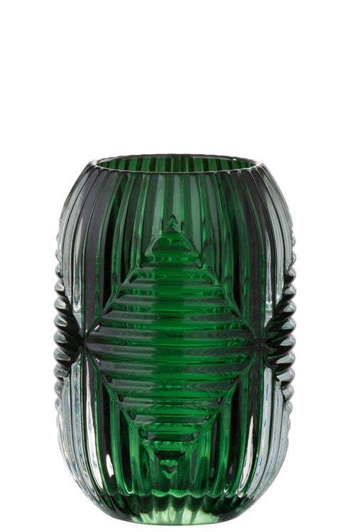 J-Line theelichthouder Hoog Lijnen - glas - groen - vtwonen shop