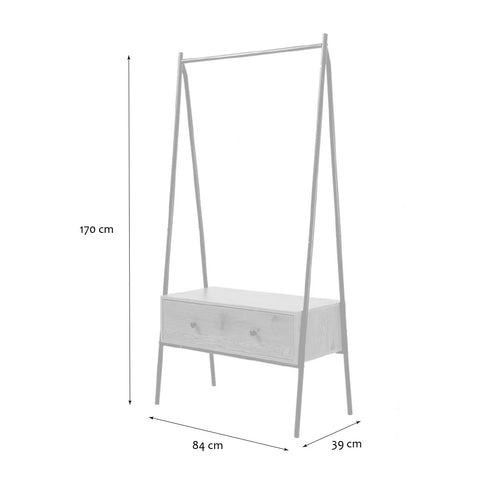 Calicosy - Zwart metalen kleerkast met 1 lade JILL - 39x84x170 cm