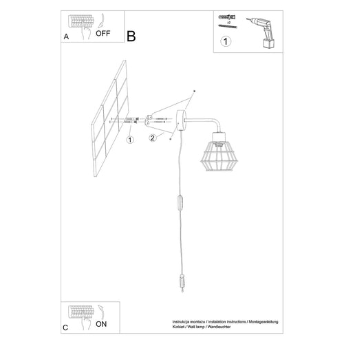Sollux Lighting Wandlamp SUBA zwart - 15x23x23cm