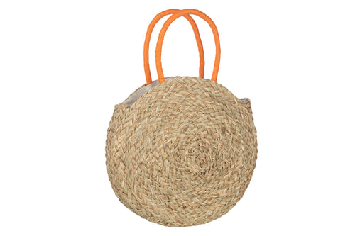 J-Line strandtas Rond Bloem - zeegras - naturel/oranje