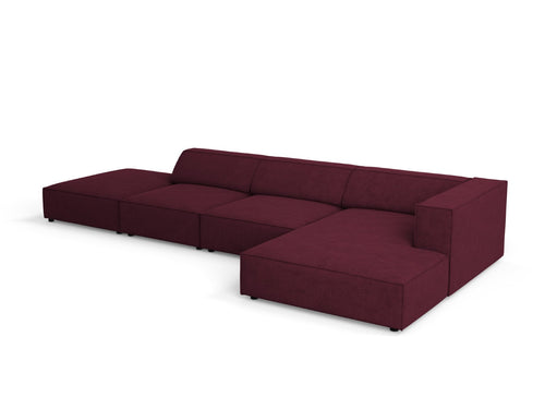Cosmopolitan Design rechter hoekbank Arendal 5-zits, chenille met ribbeleffect, robijn - 166x341x70cm