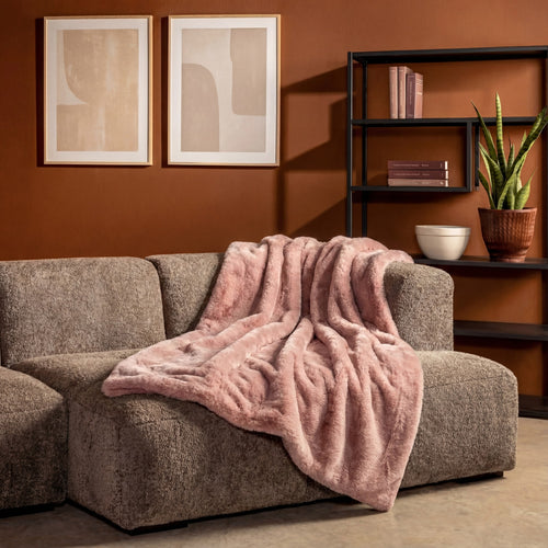 LIZE - plaid 140x180 cm - 100% gerecycled polyester - Rose Tan - roze