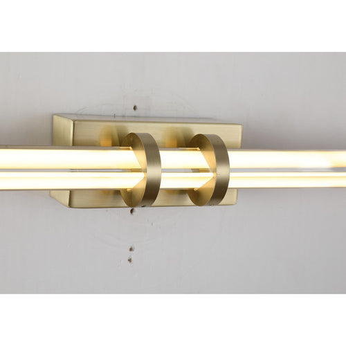 Searchlight Parma LED-wandlamp, satijnen messing metaal en helder glas