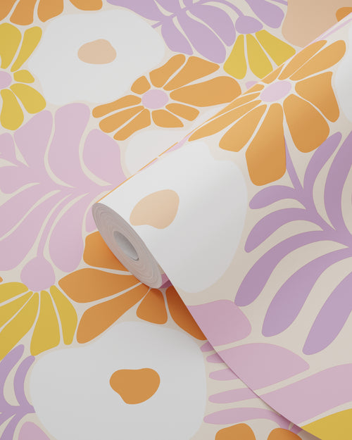 ESTAhome behang bloemen in Matisse stijl wit en meerkleurig - 50 x 900 cm - 132002