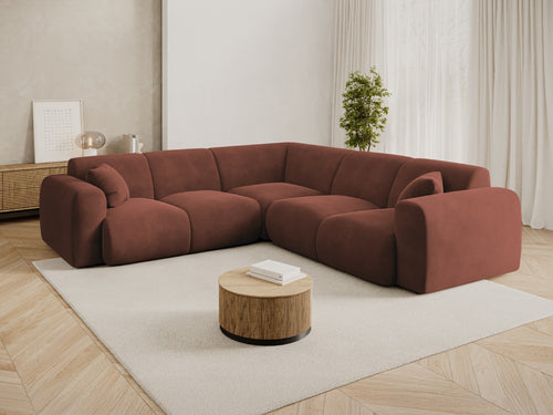 Cosmopolitan Design Hoekbank Nolio 5-zits, flueel leer - 252x252x72cm