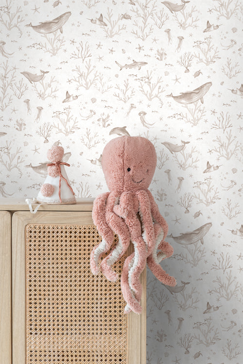 ESTAhome behang onderwaterwereld warm beige - 50 x 900 cm - 131256 - vtwonen shop